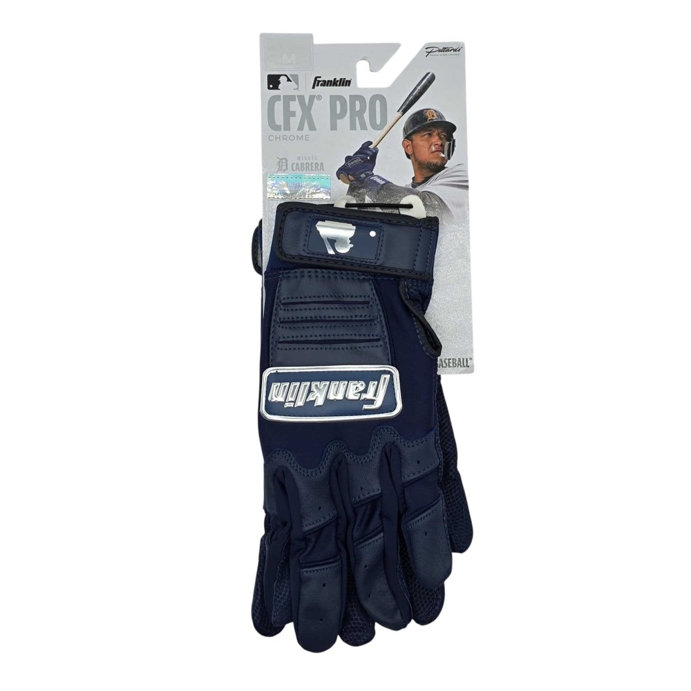 Franklin CFX Pro Chrome Baseball Batting Gloves Men's M Navy Blue NWT Leather